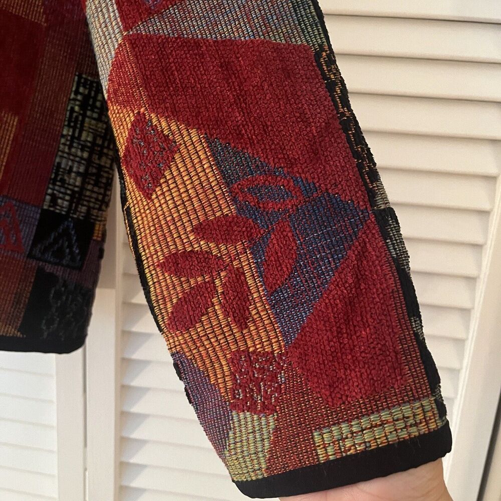 Coldwater Creek Vintage Brocade Jacquard abstract print jacket size XL, retro - Picture 3 of 8